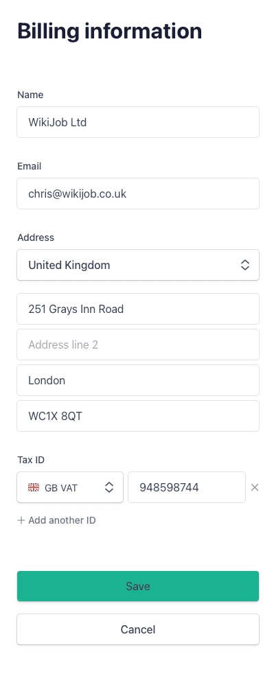 Make sure the business name and VAT number are present
