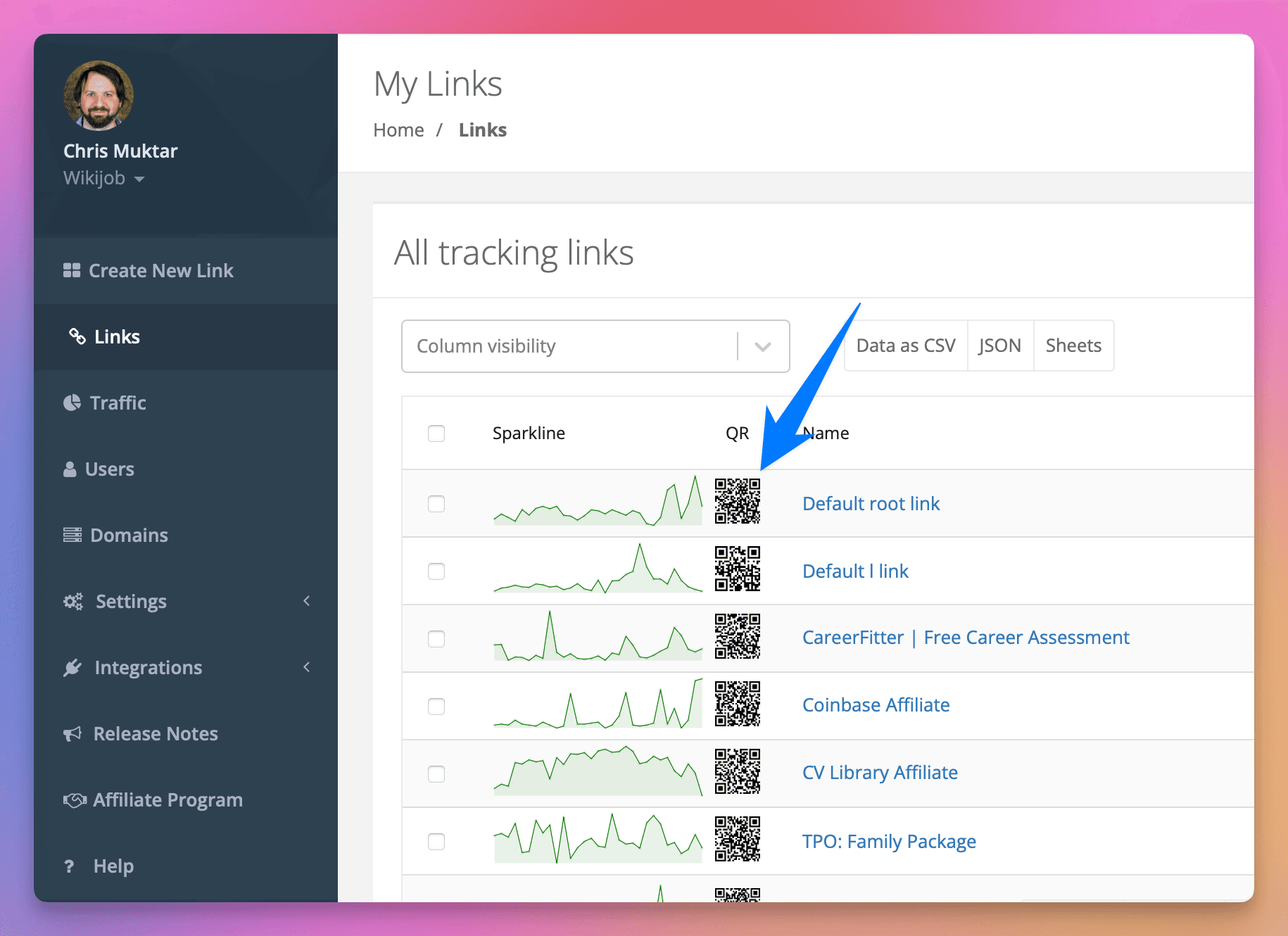QR Codes now Visible in Dashboard