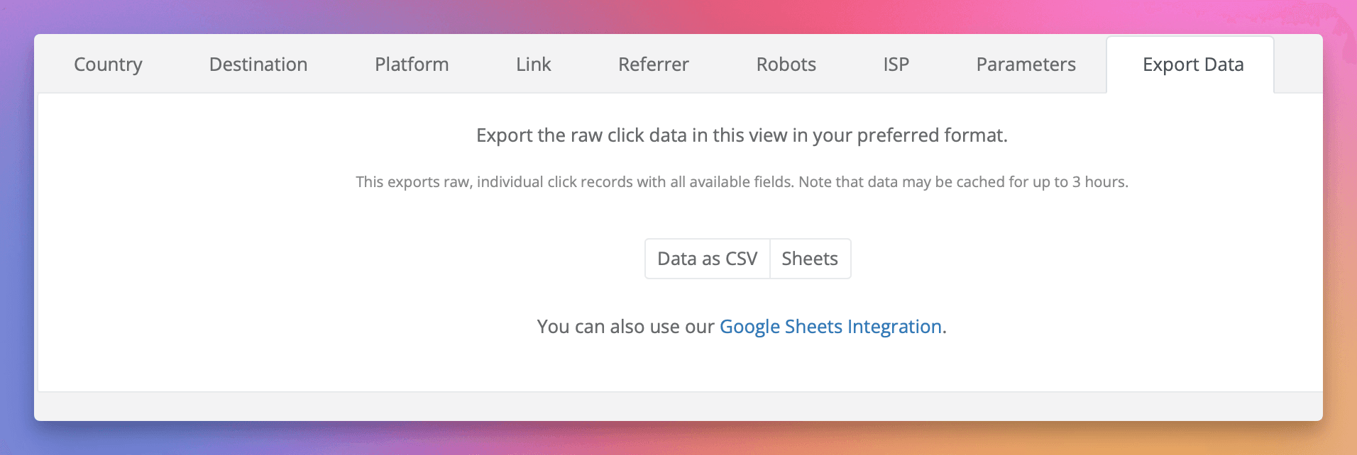 Select the **Export** tab.