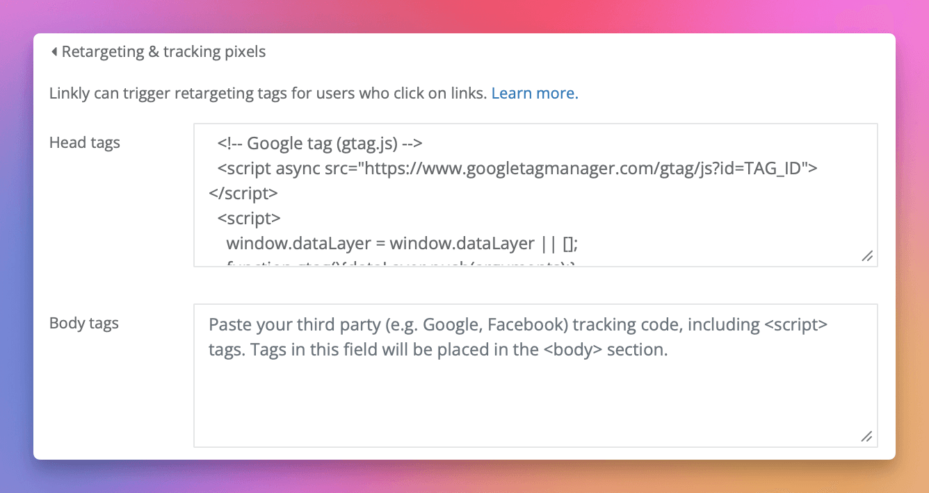 Add Your Pixel Code