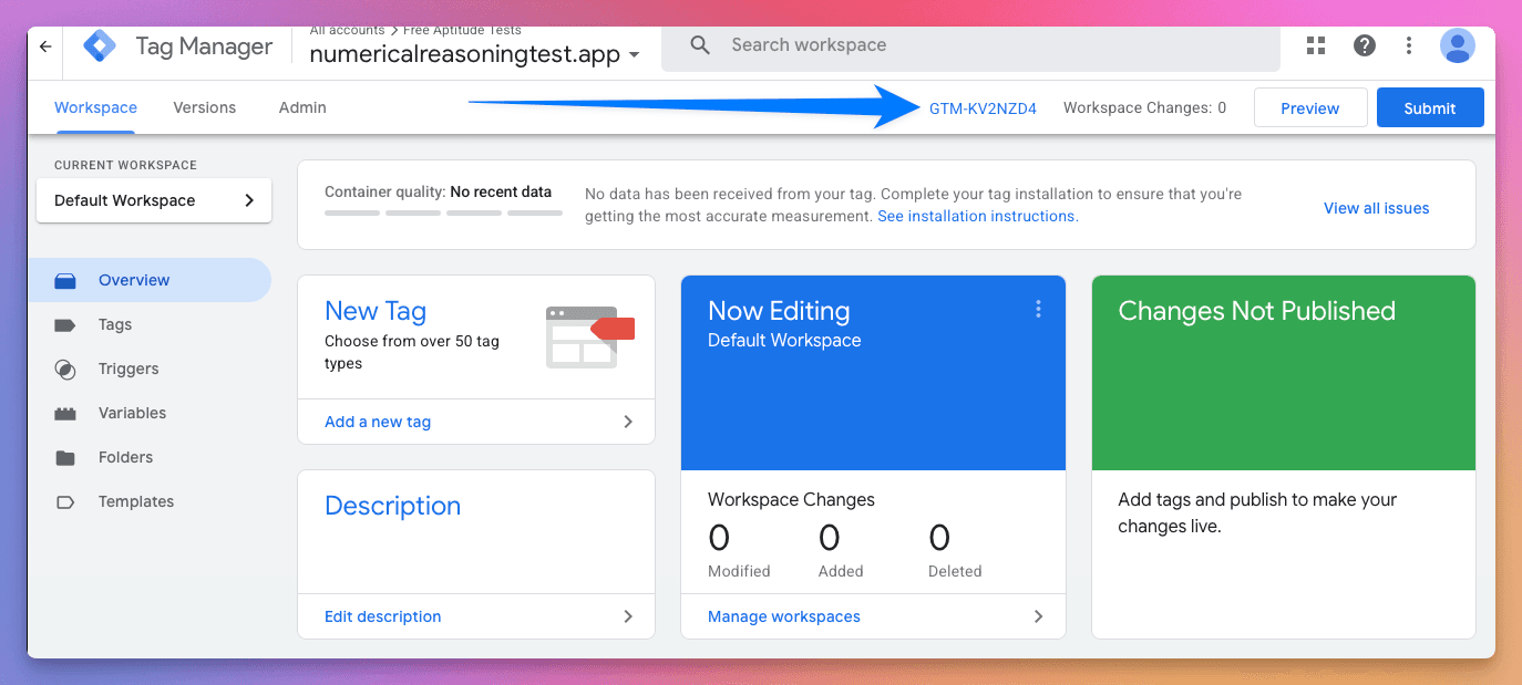Find your GTM Container ID