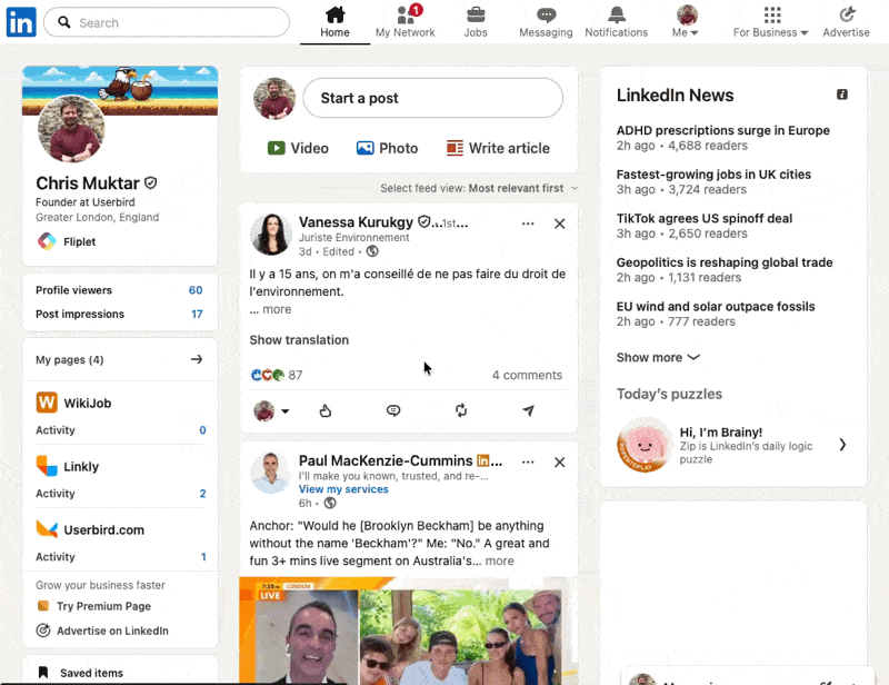 Go to your LinkedIn profile
