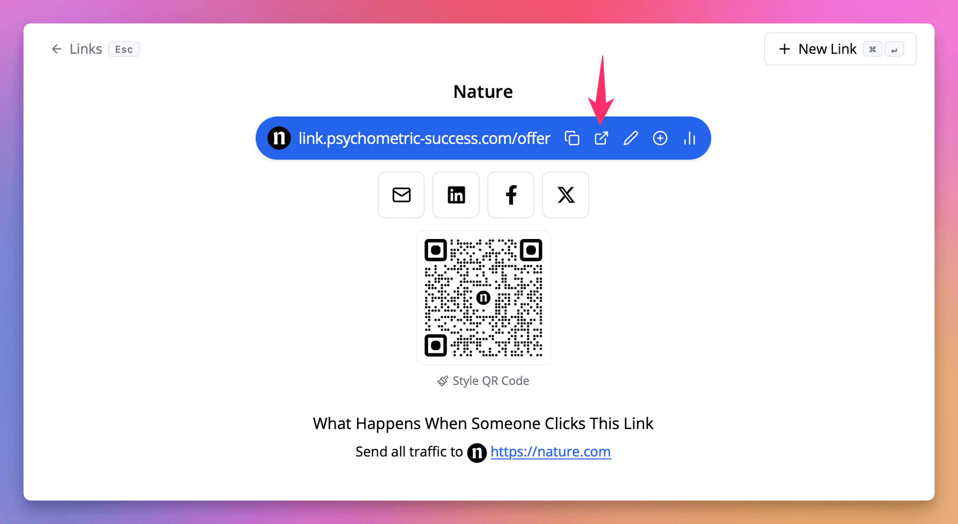 Click **Save Link** to save and test your link.