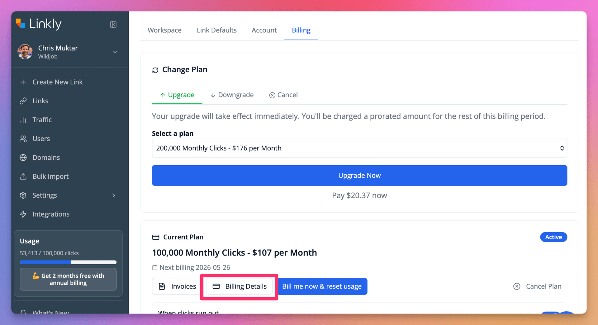 Click **Billing Details**