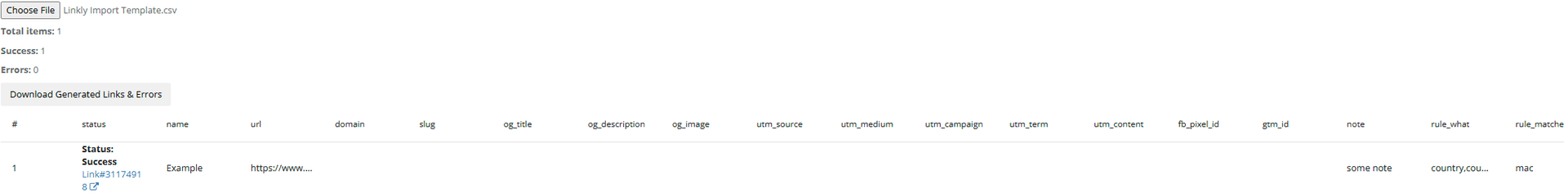 Verify your imported links.