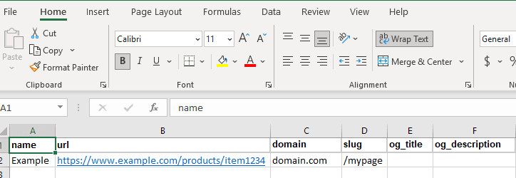 Populate the Excel sheet with the fields you require.