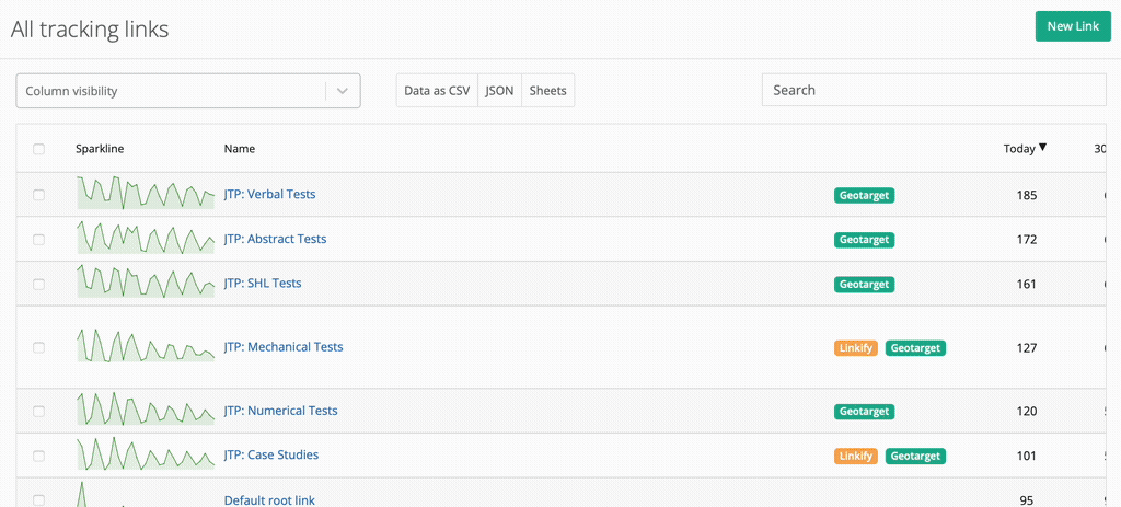 Searching for Links in Linkly's Link Management Dashboard