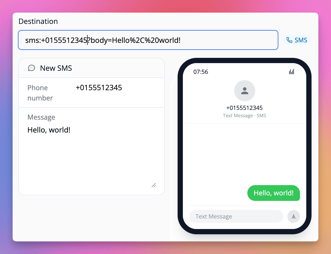 (Optional) Type a pre-filled message in the **Message** field.