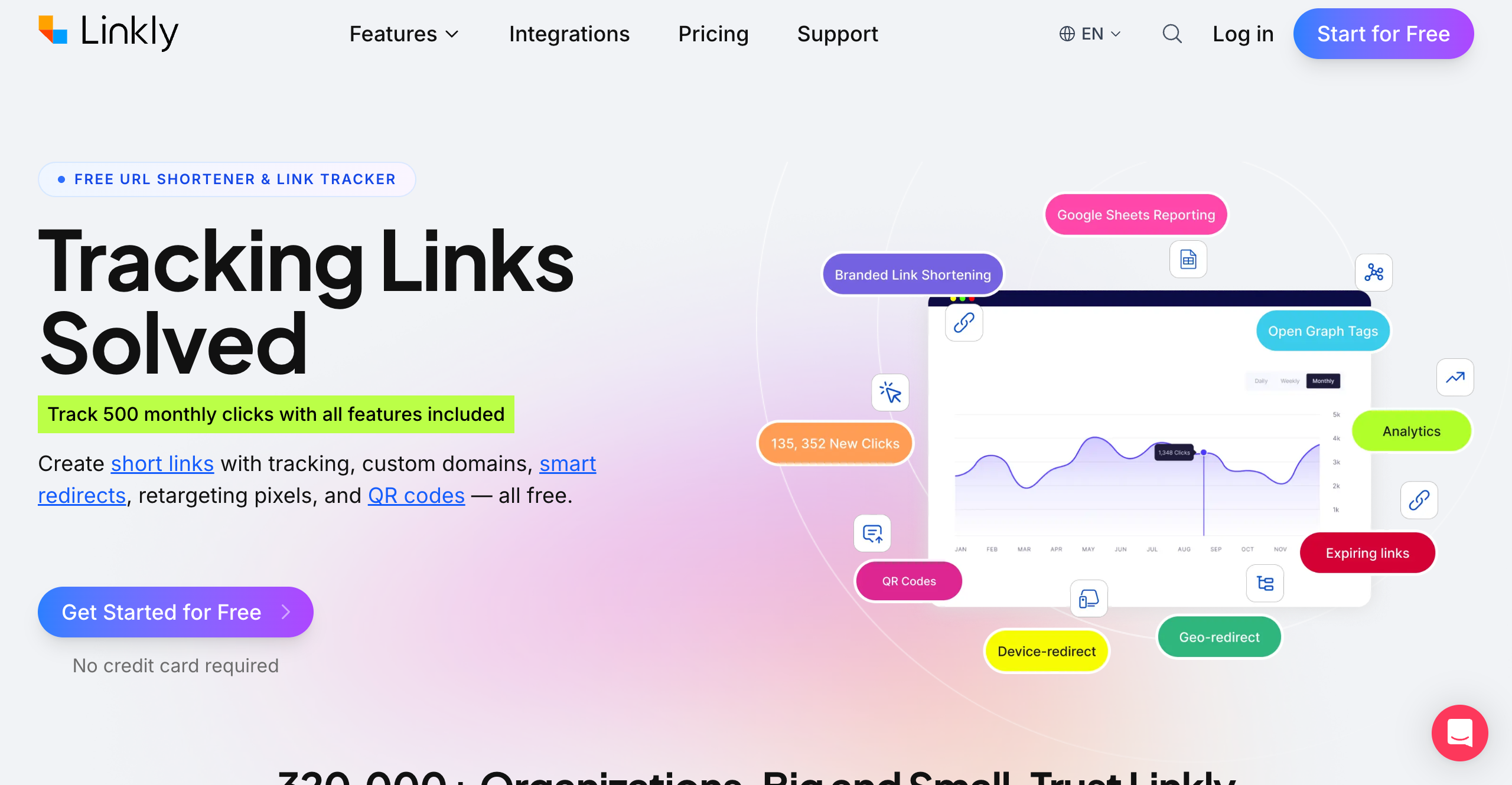 Linkly homepage screenshot